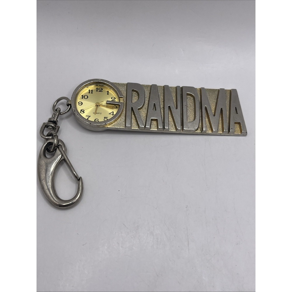 Vintage Grandma Key-chain Quartz Watch Gold Tone- New Battery